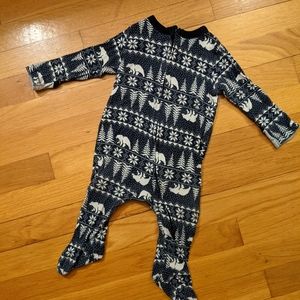 Navy polar bear zip up pajamas
